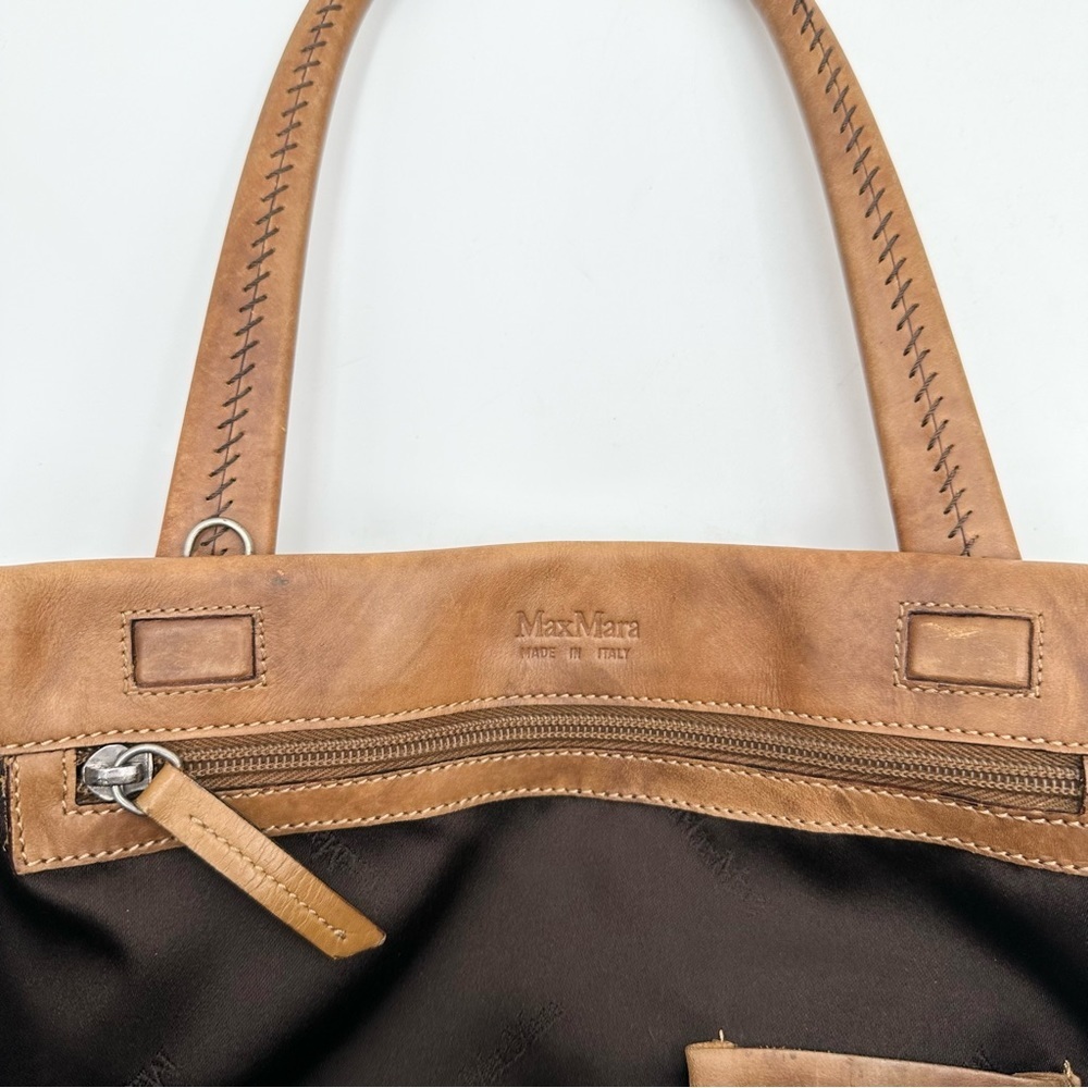 MaxMara Canvas/Leather Monogram Plaid Tote Handbag - Picture 10 of 12